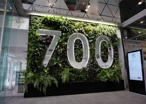 green wall lighting in buildings